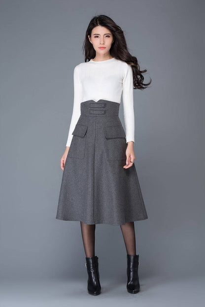 High wasit wool maxi skirt C1035