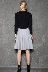 wool skirt, gey skirt, Skater skirt, winter skirt, tea length skirt, pleated skirt, womens skirts, mini skirt, handmade skirt C731