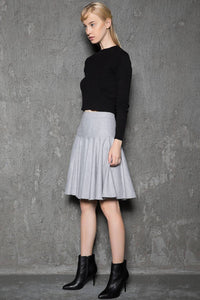 wool skirt, gey skirt, Skater skirt, winter skirt, tea length skirt, pleated skirt, womens skirts, mini skirt, handmade skirt C731
