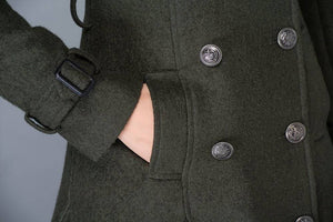 Double Breasted Wool Trench Coat C1028#