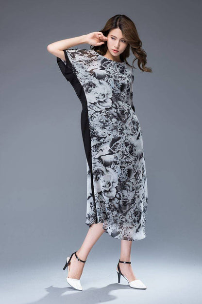 Casual print chiffon maxi dress C942
