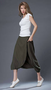 Midi Harem pants, Linen pants, harem pants women, green harem pants, loose pants, womens pants, wide leg pants, plus size pants C855