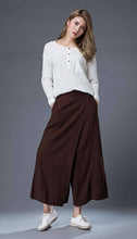 Load image into Gallery viewer, Linen wrap pants, brown wrap pants, linen pants, woman pants, wide leg pants, loose pants, palazzo pants, linen palazzo pants C862
