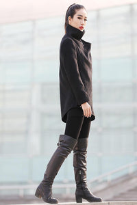 Asymmetrical coat, high collar coat C227