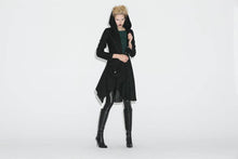 Load image into Gallery viewer, Black Swing Coat - Contemporary Unique Design Winter Jacket with Pixie Rag Hemline and Large Front Pocket C671
