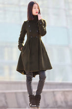 Load image into Gallery viewer, Green Asymmetrical winter wool coats for women C178
