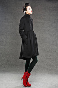 Black Coat, wool coat, womens jacket, winter coat, warm coat, Asymmetrical coat, long coat, black wool coat, womens coat, C039