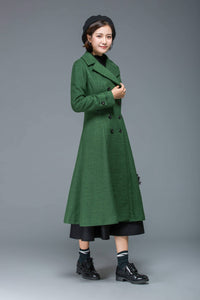 Wool coat, long coat, winter coat, womens coat, winter coat women, princess coat, classic coat, green coat, double breasted coat C1171