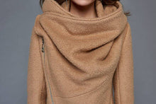 Load image into Gallery viewer, Brown Asymmetrical Winter Wool Coat C959
