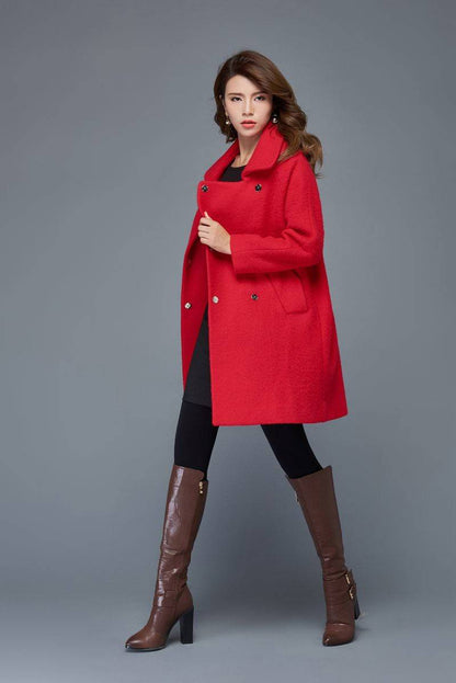 Red wool coat, womens wool coats, wool coat, winter wool coat, womens jackets, warm wool coat, Short wool coat, loose coat C960