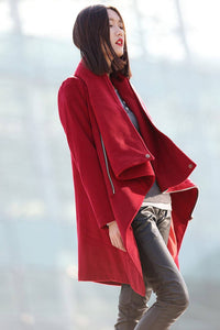 Winter coat, jacket, winter coats for women, red coat, winter coat, coat, womens coats, womens jackets, wool coat, Asymmetrical coat  C179