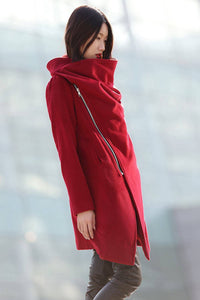 Winter coat, jacket, winter coats for women, red coat, winter coat, coat, womens coats, womens jackets, wool coat, Asymmetrical coat  C179