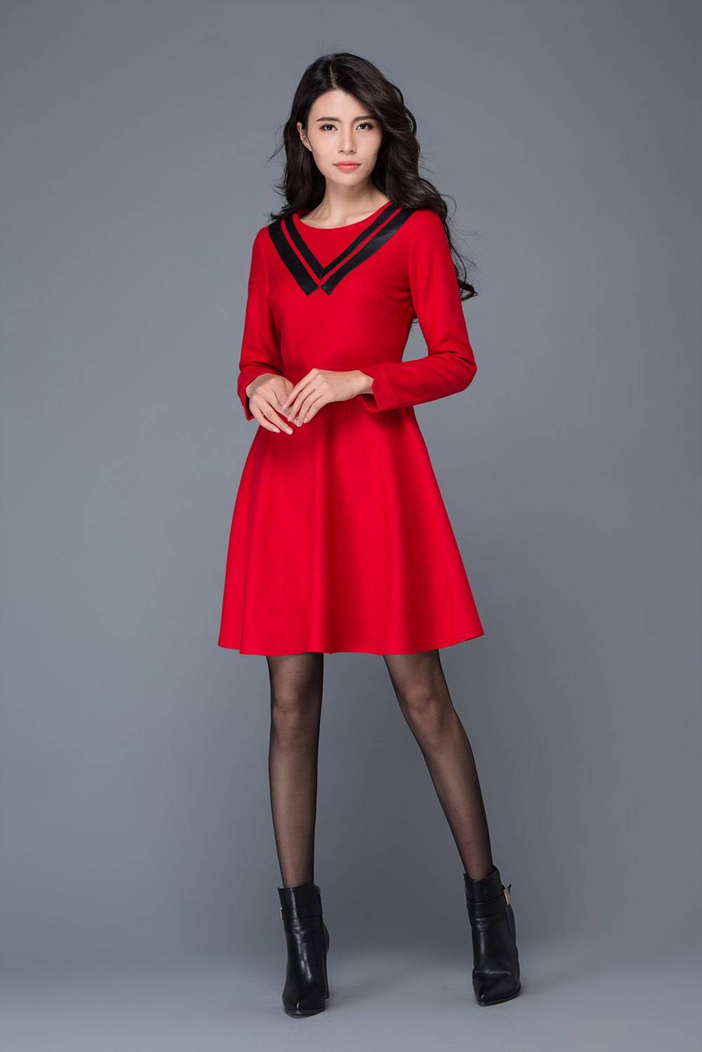 Red wool dress, Womens dresses for winter, girls dresses, winter dress YLISTYLE Red wool dress, Womens dresses for winter, girls dresses, winter dress YLISTYLE