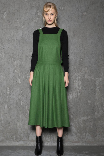 Green wool  pinafore dress C733
