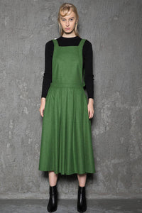 Green wool  pinafore dress C733