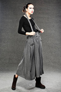 button front wool suspender skirt C048