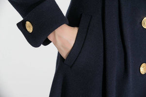 Blue wool coat, wool coat, Winter Coat, Hooded coat, womens coats, military Coat, coats, asymmetrical coat, long coat C684