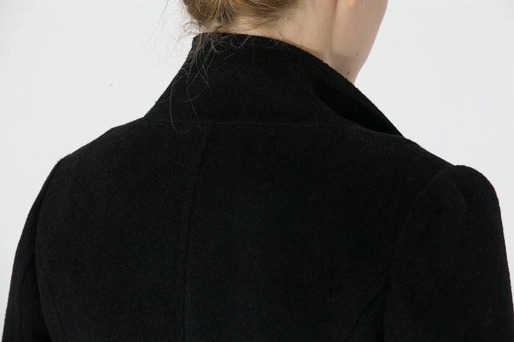 Black vintage inspired wool military coat C664