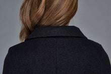 Load image into Gallery viewer, women&#39;s jackets, wool coat, winter coat, warm coat, black peacoat, asymmetrical coat, winter warm jacket, short jacket, zipper coat C981
