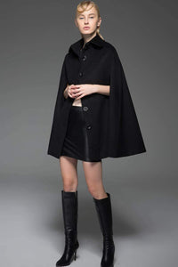 winter cape, wool cape, cape, poncho, plus size cape coat, black wool cape, cape coat, black cloak, cloak, Coat, womens cape  C744