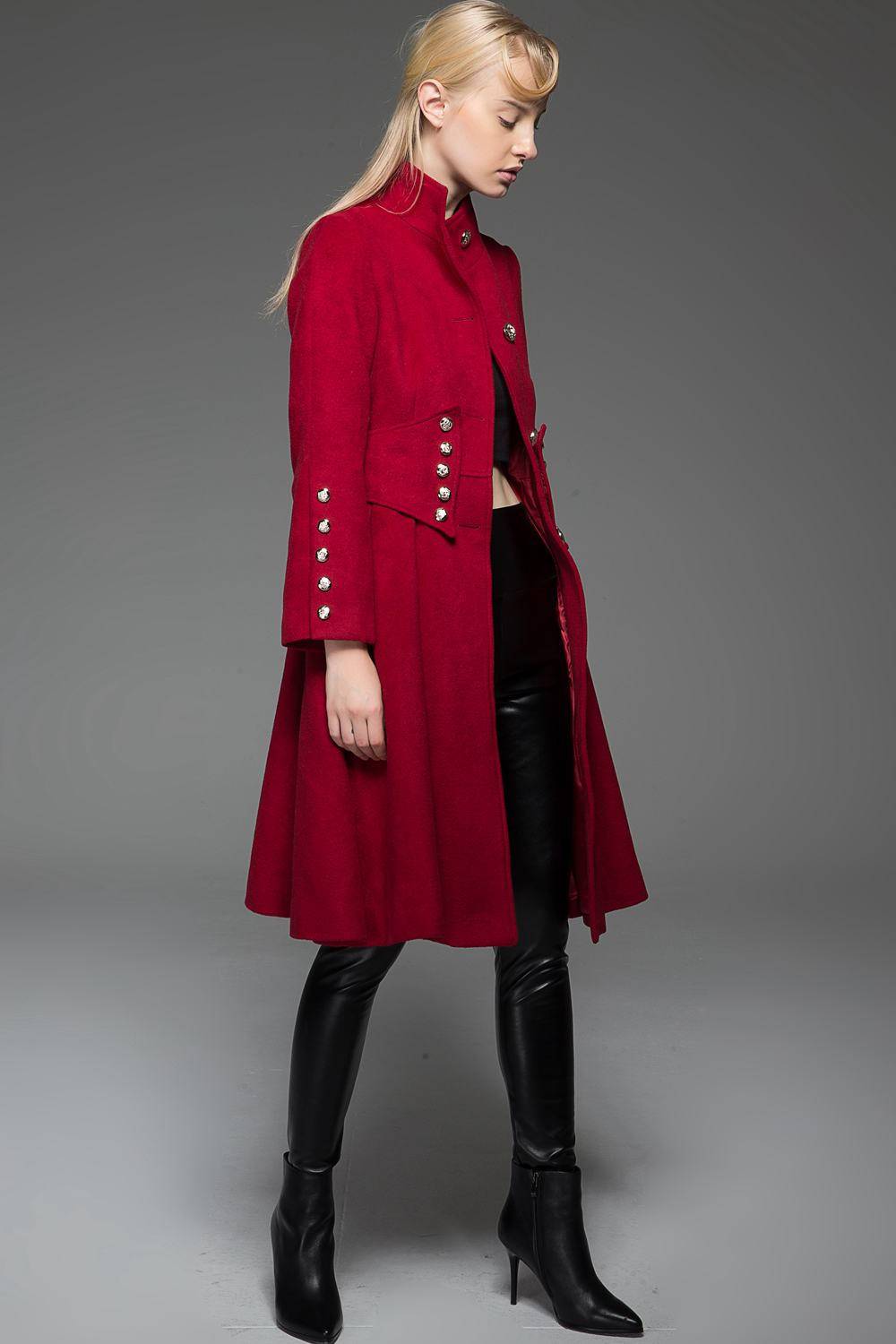 Red Wool Coat, wool coat, winter coat, red jacket, military jacket, womens coat, jackets, coat, long coat, Military coat, coat  C748