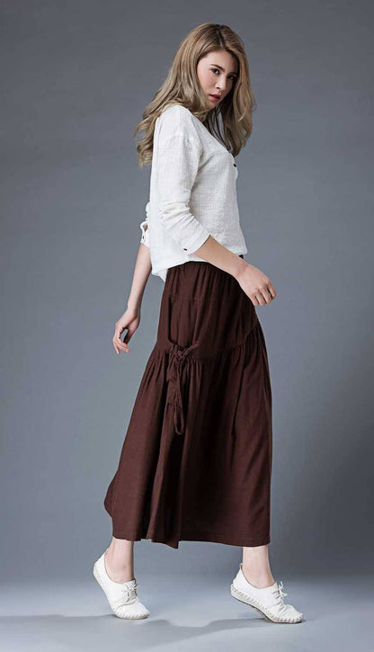 Midi summer casual Linen skirt   C856