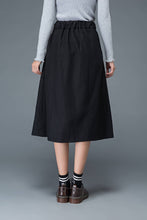 Load image into Gallery viewer, black skirt, wool skirt, womens skirts, midi skirt, pleated skirt, pocket skirt, winter skirt, warm skirt, work skirt, skirt C1181
