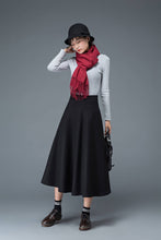 Load image into Gallery viewer, Black skirt, wool skirt, winter skirt, warm skirt, long skirt, black wool skirt, winter warm skirt, long wool skirt, pockets skirt C1182
