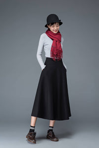 Black skirt, wool skirt, winter skirt, warm skirt, long skirt, black wool skirt, winter warm skirt, long wool skirt, pockets skirt C1182