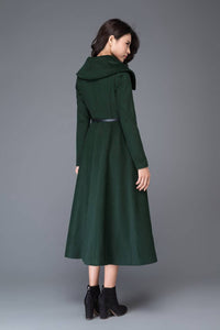 vintage inspired swing maxi wool coat C998#