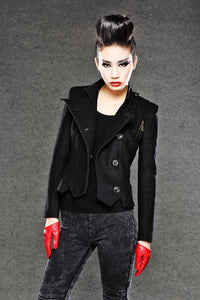 Black jacket, winter jacket, womens jackets, wool jacket, short jacket, mini jacket, warm jacket, winter coat, womens coats, short coat C043