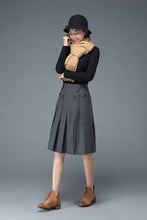 Load image into Gallery viewer, Gray wool skirt, midi skirt, pleated skirt, knee length skirt, uniform style skirt, winter warm skirt, maxi skirt, woman skirt C1195
