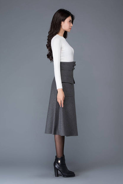 High wasit wool maxi skirt C1035