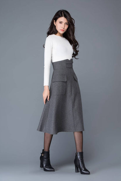 High wasit wool maxi skirt C1035