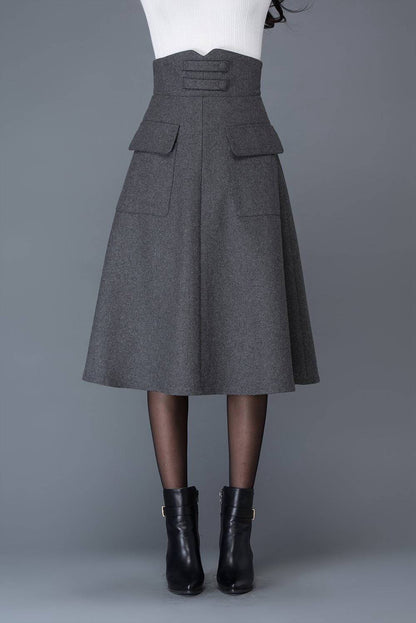 High wasit wool maxi skirt C1035