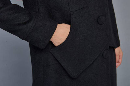 Wool coat, black coat, womens jacket, winter coat, coat, jacket, midi coat, hooded coat, womens jacket, mini jacket  C978