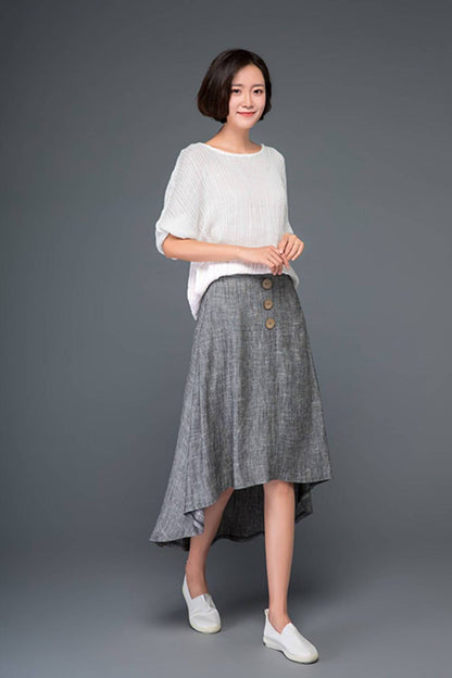 gray linen womens summer skirt C1164