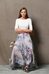Floral chiffon skirt, Summer Chiffon Skirt, chiffon skirt, floral chiffon skirt maxi, chiffon skirt plus size, chiffon skirt women (C567)