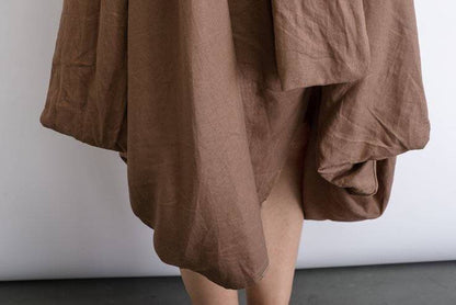 Brown Linen dress, long linen dress, midi Dress, linen dress, sleeveless dress, womens dresses, asymmetrical dress, summer dress (C488)
