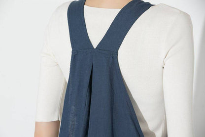 Pinafore Dress, womens dress, linen dress, blue dress, summer dress, loose dress, casual dress, maternity dress, midi dress C693