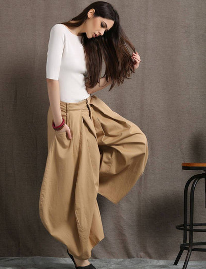 Brown pants, womens pants, summer trousers, casual pants, long pants, wide leg pants, fashion pants, loose trousers,  womens trousers C412