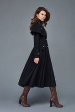 Load image into Gallery viewer, Women&#39;s Black Capelet Wool Coat C957
