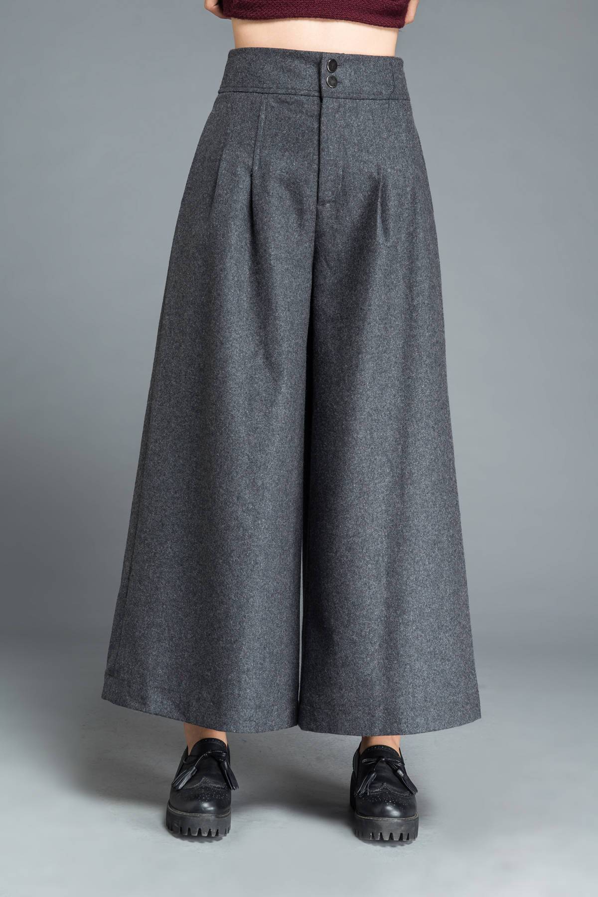Wool Wide leg pants C1207