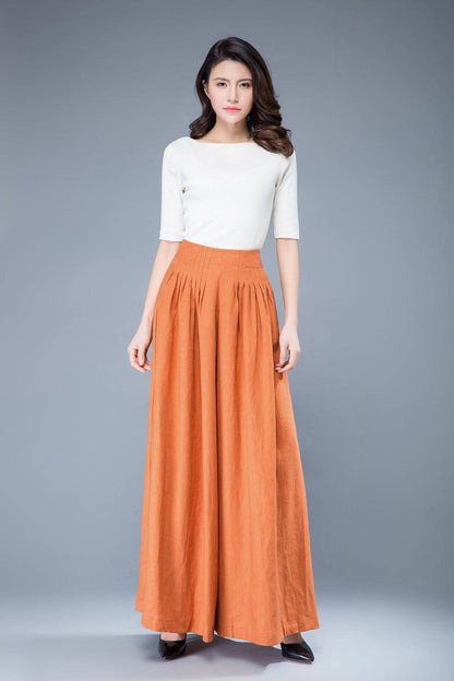 Wide leg spring linen pants for women C1042