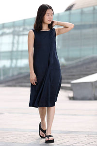 sleeveless linen tunic dress C263