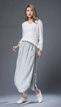Load image into Gallery viewer, Modern Gray Skirt - Linen Casual Comfortable Everyday Trendy Contemporary Designer Women&#39;s Skirt C869

