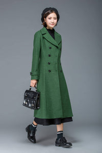 Wool coat, long coat, winter coat, womens coat, winter coat women, princess coat, classic coat, green coat, double breasted coat C1171