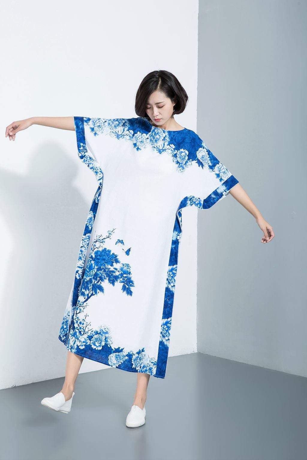 linen dress, linen dress woman, print linen dress, maxi dress, womens dress, linen dress plus size, womens dresses, long dress C1117