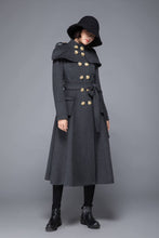 Load image into Gallery viewer, Gray coat, womens coat, wool coat, winter coat, long coat, gray wool coat, womens wool coat, double breasted coat, coat with pockets C1220
