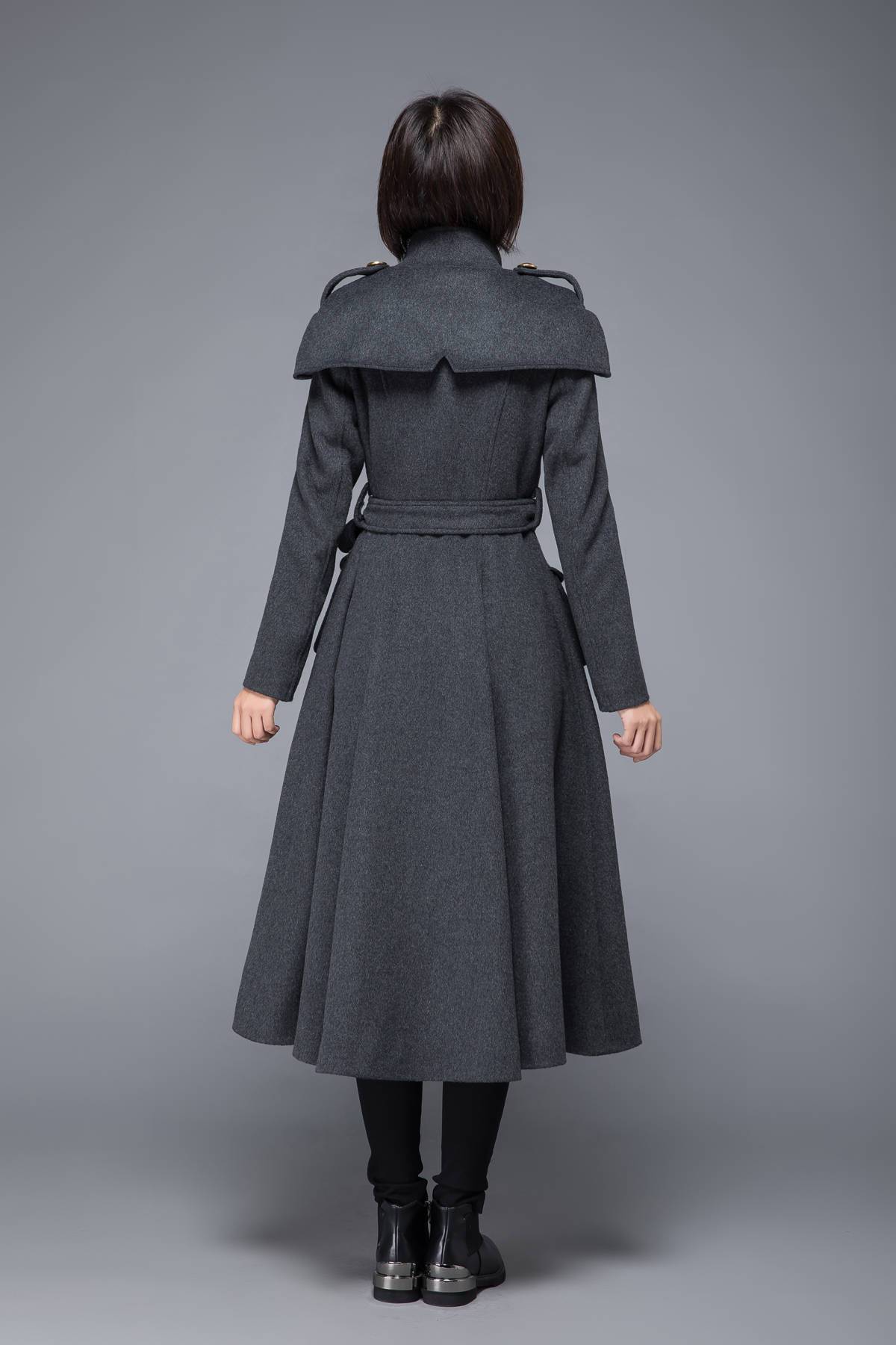 Gray coat, womens coat, wool coat, winter coat, long coat, gray wool coat, womens wool coat, double breasted coat, coat with pockets C1220